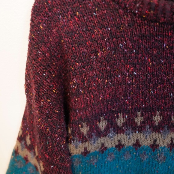 Vintage maroon/teal knitted sweater - Picture 3 of 4